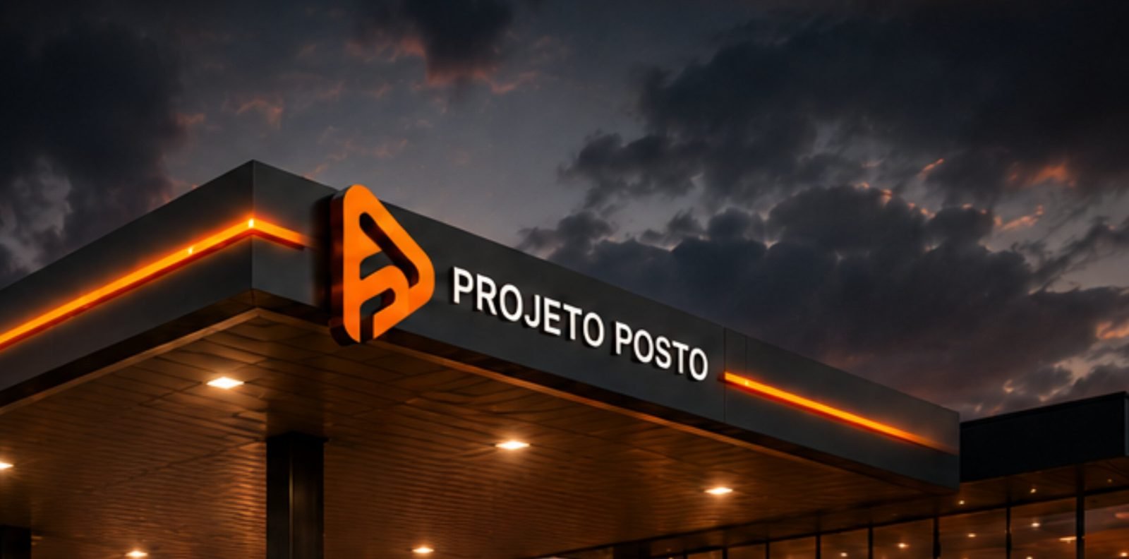 Posto de combustível Projeto Posto ao entardecer
