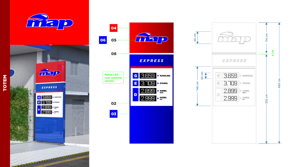Identidade visual posto de combustível MAP Express