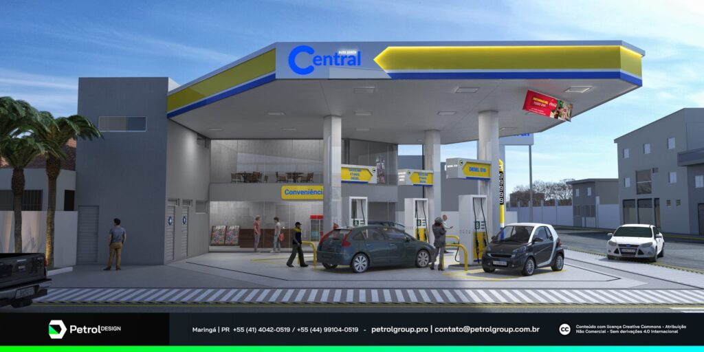 Design da cobertura do posto de combustível Central