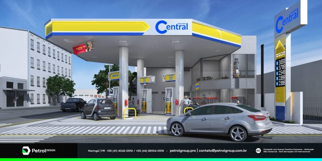 Design da cobertura do posto de combustível Central — Arquitetura
