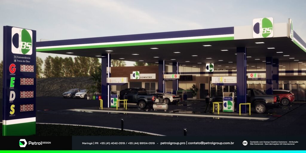 Projeto de design do posto de combustível Auto Posto BS — Arquitetura