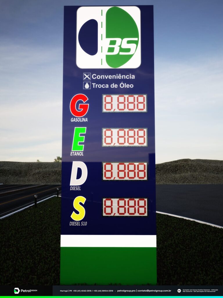 Projeto de design do posto de combustível Auto Posto BS